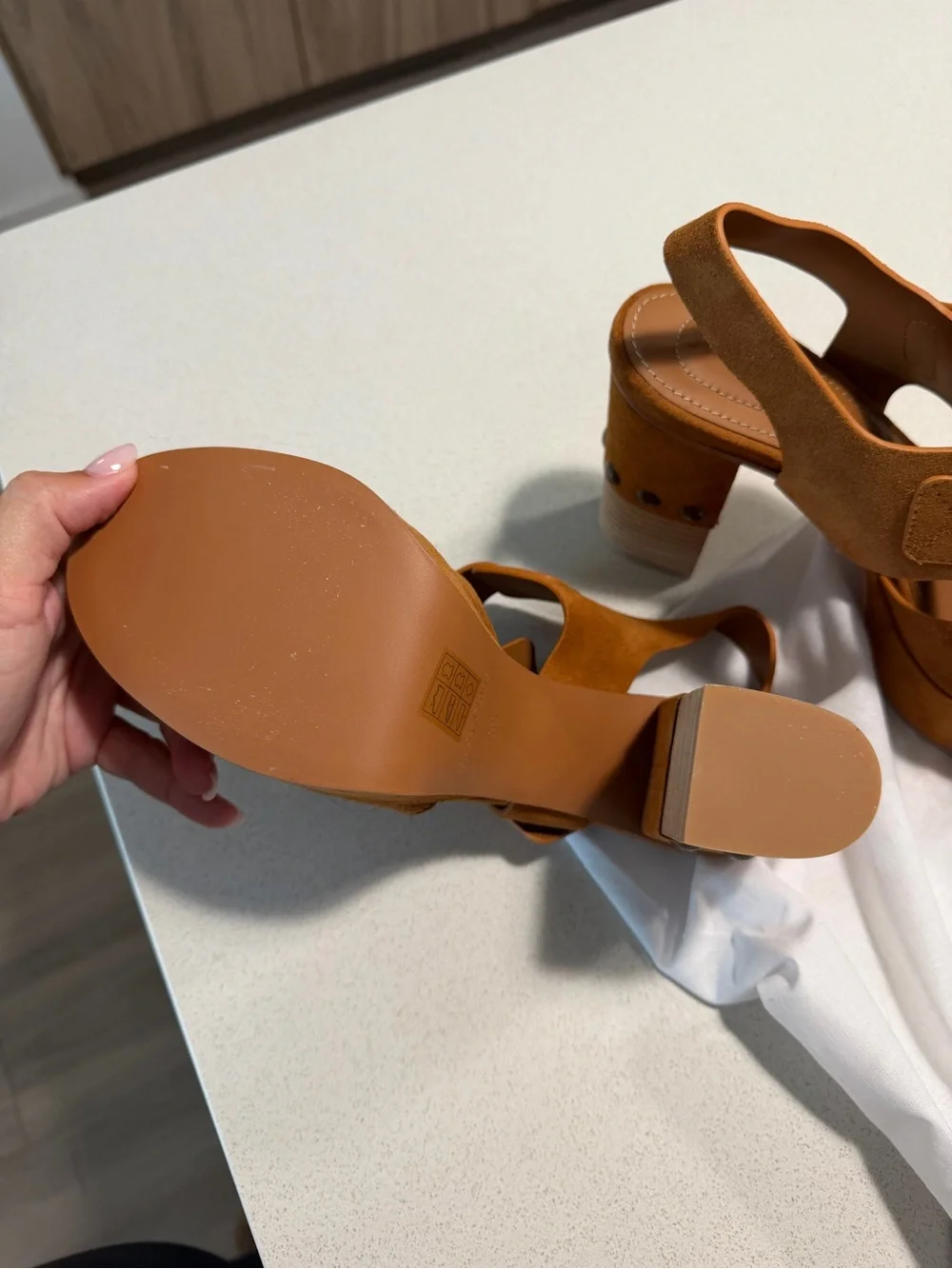 See By Chloe- Women’s Suede Platform Slingback Sandals - Rust